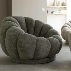 Fauteuil nuage en tissu vert gris Héléna