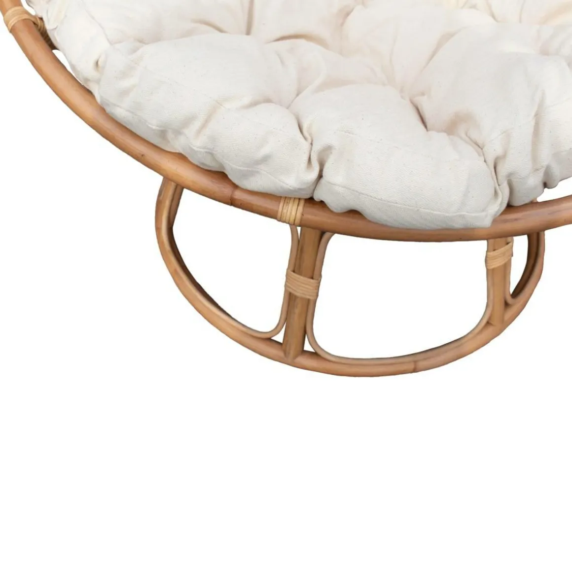 Fauteuil papasan en rotin avec coussin Rattan