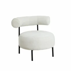 Fauteuil rond en tissu bouclette écru clair Maya