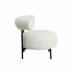 Fauteuil rond en tissu bouclette écru clair Maya