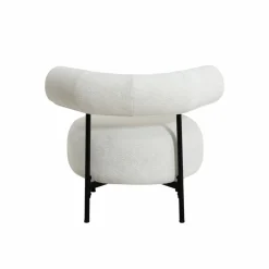 Fauteuil rond en tissu bouclette écru clair Maya