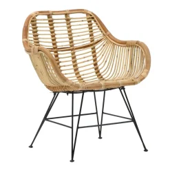 Fauteuil rotin pieds compas Rattan