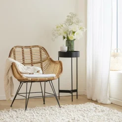 Fauteuil rotin pieds compas Rattan