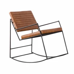 Fauteuil vintage en cuir marron Porto