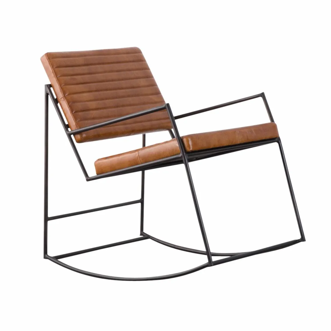 Fauteuil vintage en cuir marron Porto