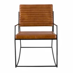 Fauteuil vintage en cuir marron Porto