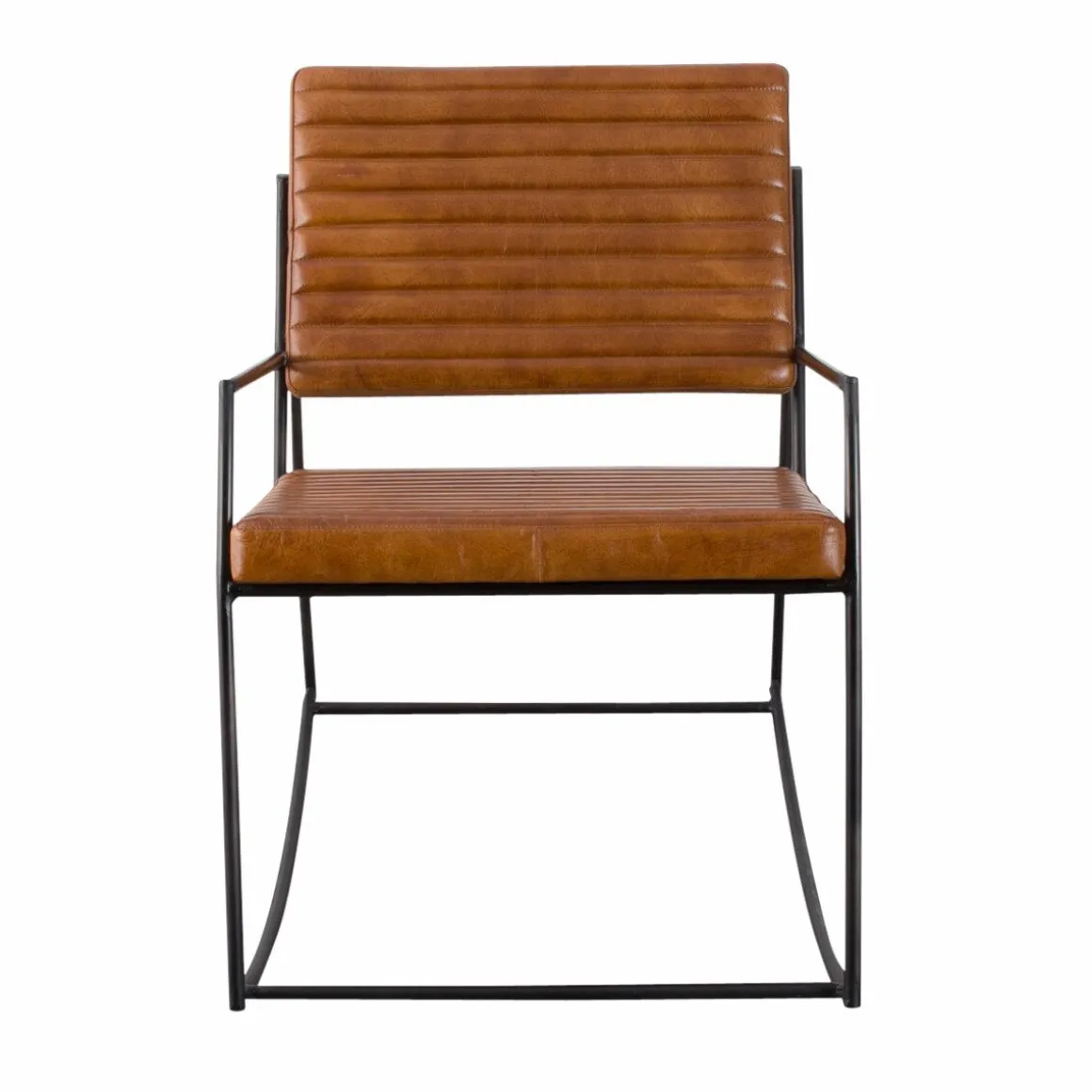 Fauteuil vintage en cuir marron Porto