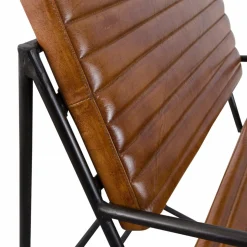 Fauteuil vintage en cuir marron Porto