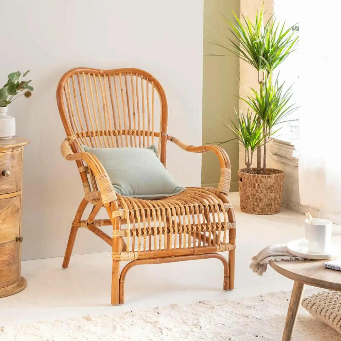 Fauteuil vintage en rotin Rattan