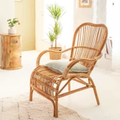 Fauteuil vintage en rotin Rattan