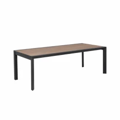 Grande table de jardin en aluminium gris et effet bois Ayden