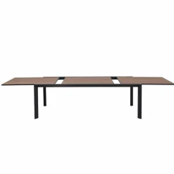 Grande table de jardin en aluminium gris et effet bois Ayden
