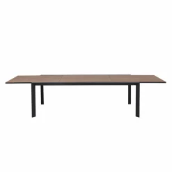 Grande table de jardin en aluminium gris et effet bois Ayden