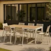 Grande table de jardin en aluminium blanc et effet bois Ayden