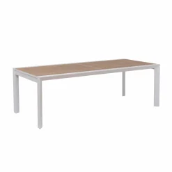 Grande table de jardin en aluminium blanc et effet bois Ayden
