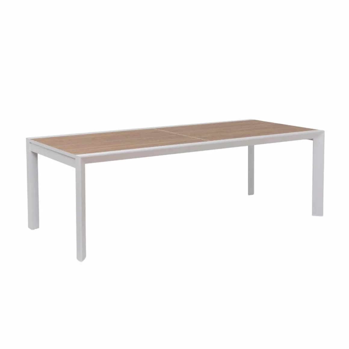 Grande table de jardin en aluminium blanc et effet bois Ayden