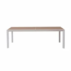 Grande table de jardin en aluminium blanc et effet bois Ayden