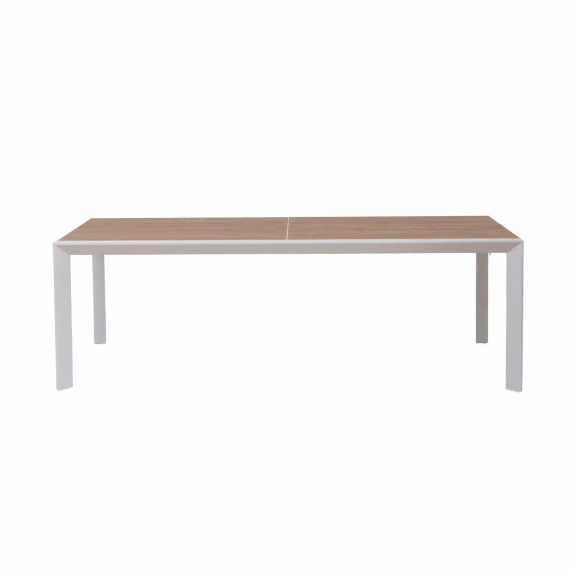 Grande table de jardin en aluminium blanc et effet bois Ayden