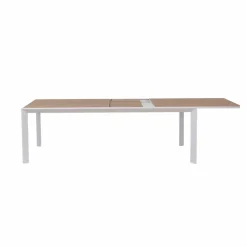 Grande table de jardin en aluminium blanc et effet bois Ayden