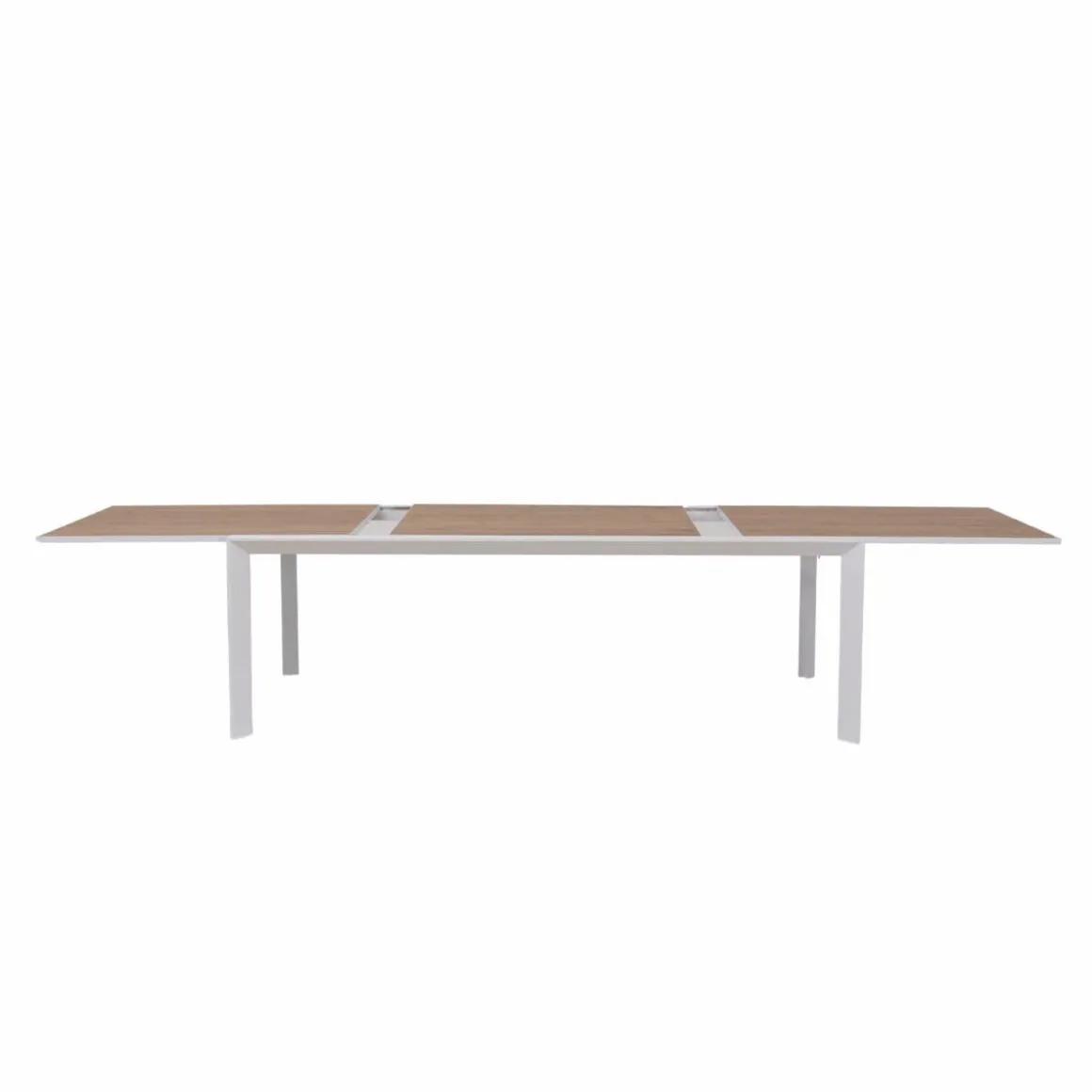 Grande table de jardin en aluminium blanc et effet bois Ayden