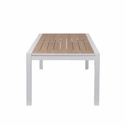 Grande table de jardin en aluminium blanc et effet bois Ayden
