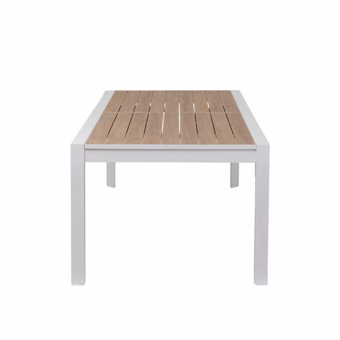 Grande table de jardin en aluminium blanc et effet bois Ayden