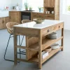 Ilot central en bois de manguier et marbre blanc Louisa