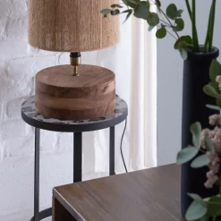 Lampe à poser ronde en bois de manguier Albane