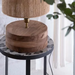 Lampe à poser ronde en bois de manguier Albane