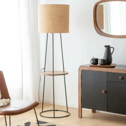 Lampe sur pied avec tablette en jute Odessa