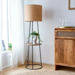 Lampe sur pied avec tablette en jute Odessa