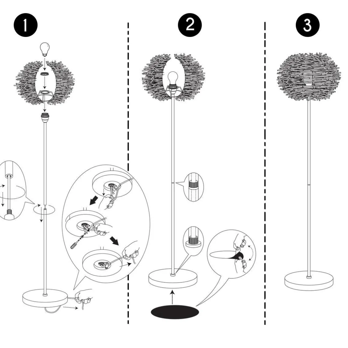 Lampe sur pied en métal et osier Erika