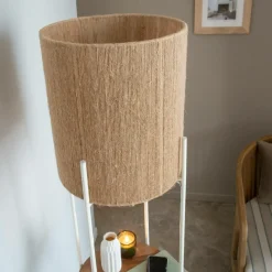 Lampe sur pied en métal et jute Estelle