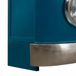 Meuble bar bleu avec plateau en bois de manguier Combi