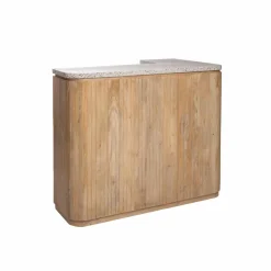 Meuble bar en angle bois de manguier et terrazzo Lou