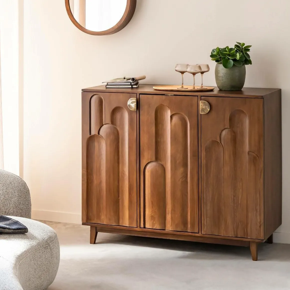 Meuble bar en bois de manguier Elio