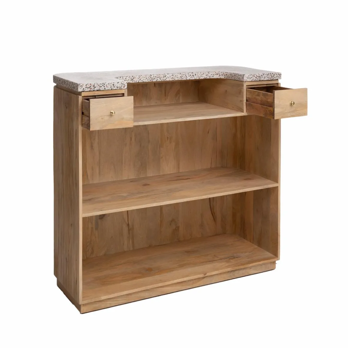 Meuble bar en bois de manguier et terrazzo Lou