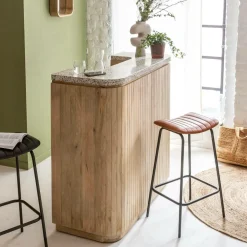 Meuble bar en bois de manguier et terrazzo Lou