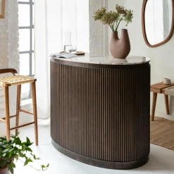 Meuble bar haricot en marbre et métal Orlando