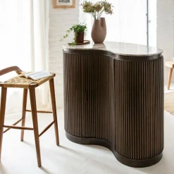 Meuble bar haricot en marbre et métal Orlando