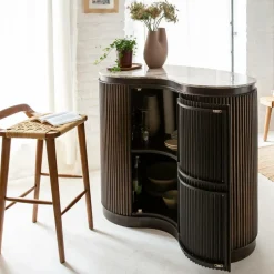 Meuble bar haricot en marbre et métal Orlando