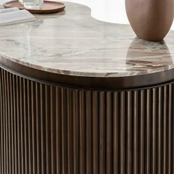 Meuble bar haricot en marbre et métal Orlando