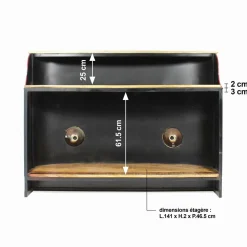 Meuble bar noir avec plateau en bois de manguier Combi