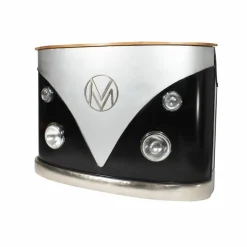 Meuble bar noir avec plateau en bois de manguier Combi