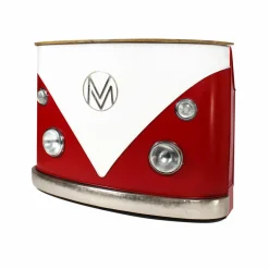 Meuble bar rouge avec plateau en bois de manguier Combi