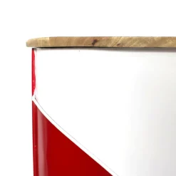 Meuble bar rouge avec plateau en bois de manguier Combi