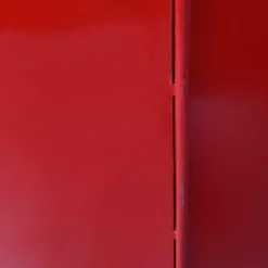 Meuble bar rouge avec plateau en bois de manguier Combi