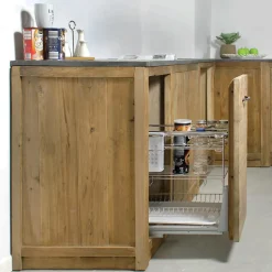 Meuble bas de cuisine avec tiroir coulissant Champêtre
