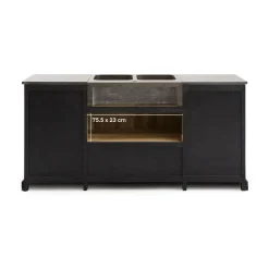 Meuble bas de cuisine en bois recyclé et pierre bleue Romain