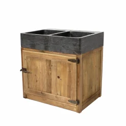 Meuble bas de cuisine évier 2 vasques pierre bleue Champêtre
